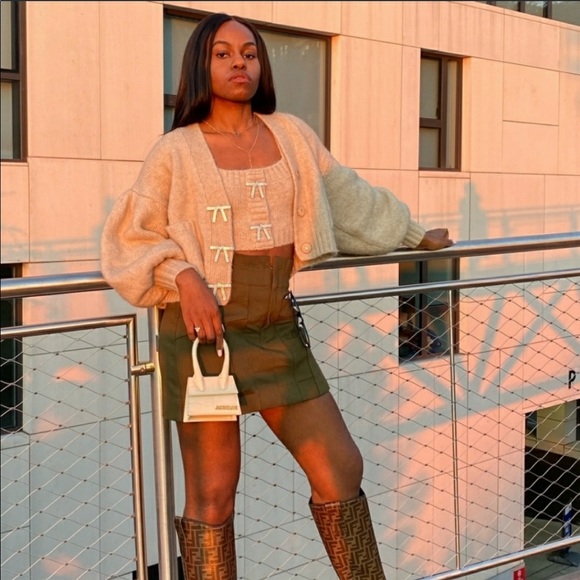 Matching Set - Knit Cardigan Top with Jewel Button - Picture 4 of 15